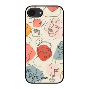 Abstract Faces Glass Case for Apple iPhone 16e Sport Inspired Textured Surface