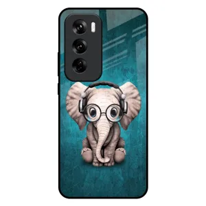 Comfort Layer Texture Adorable Baby Elephant Glass Case For Oppo Reno 12 Pro 5G