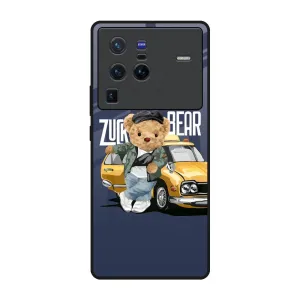 Elegant Design Layer Simple Look Adventurous Bear Glass Case for Vivo X80 Pro 5G