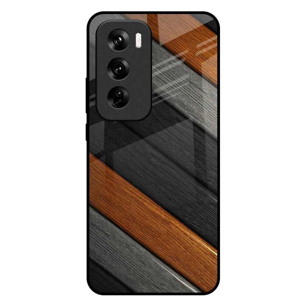 Durable Build Texture Tri Color Wood Glass Case for Oppo Reno 12 5G