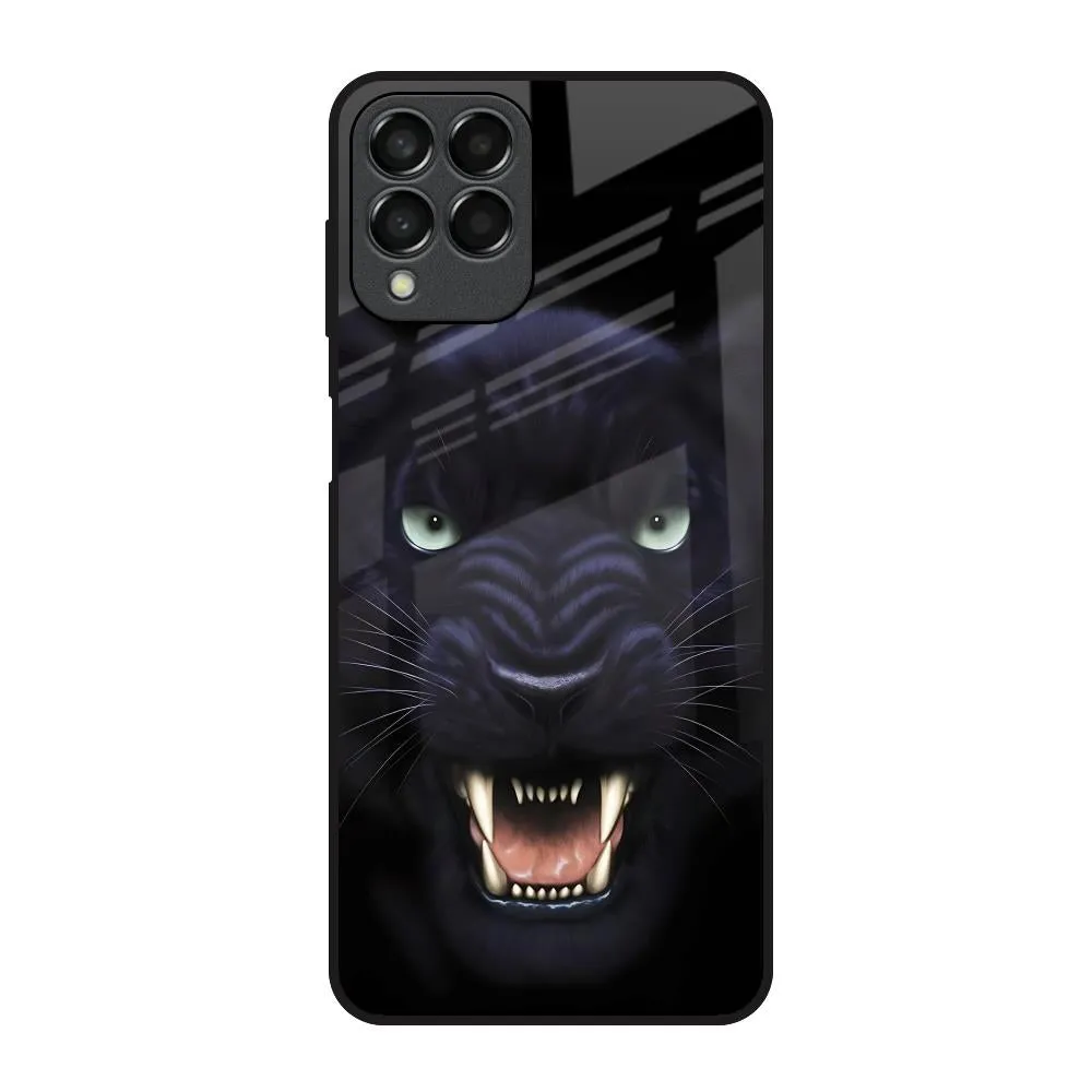 Angry Black Leopard Glass Case for Samsung Galaxy M53 5G Stylish Edge Personal Style