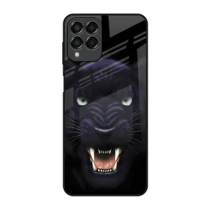 Angry Black Leopard Glass Case for Samsung Galaxy M53 5G Stylish Edge Personal Style