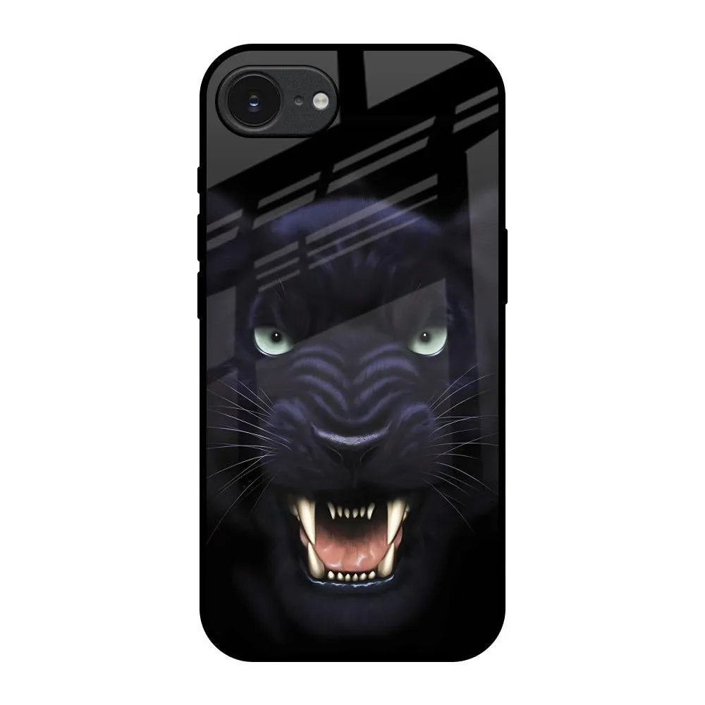 Minimal Cover clean design Angry Black Tiger Glass Case for Apple iPhone 16e
