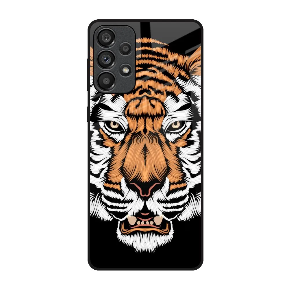 Angry Tiger Glass Case For Samsung Galaxy A73 5G Elegant Surface