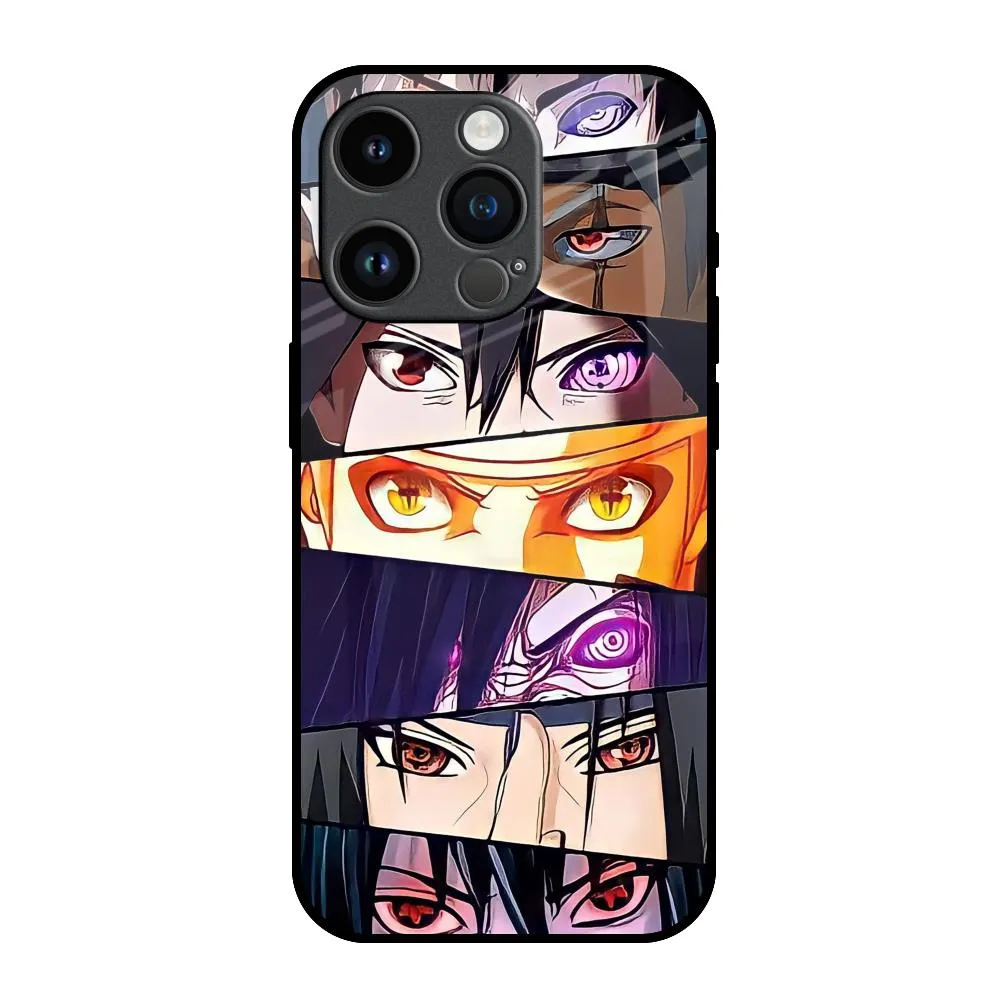Anime Eyes Glass Case for iPhone 14 Pro Marble Pattern High gloss