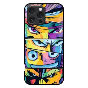 Matte Texture Design Anime Legends Glass Case for iPhone 16 Pro Max