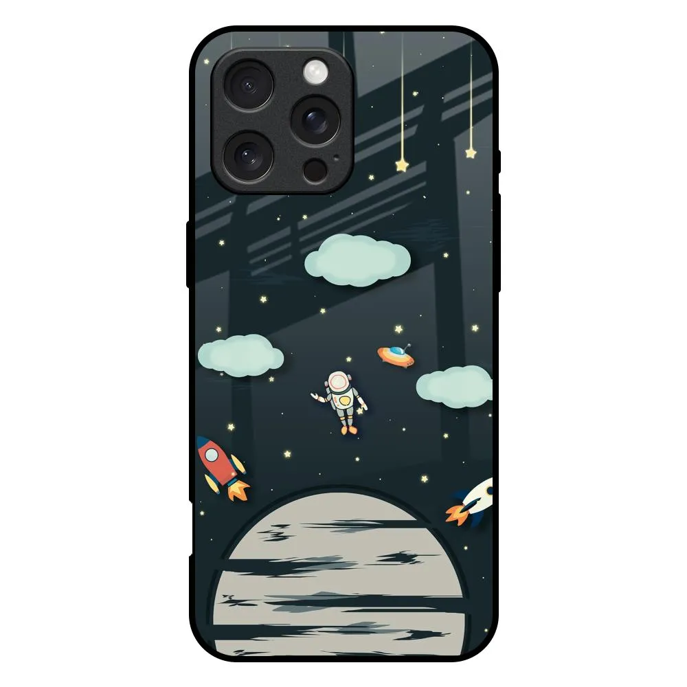 Fashion Design Astronaut Dream Glass Case For iPhone 16 Pro Max