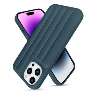Comfort Design Layer Rugged Build Indigo Blue Stitch Leather Back Cover for iPhone