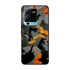 Durable Finish Fashion Accessory Camouflage Orange Glass Case For Vivo V25 Pro
