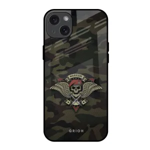 Polished Finish Texture Compact Build Army Warrior Glass Case for iPhone 15 Plus