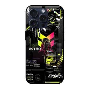 Astro Glitch Glass Case for iPhone 15 Pro Durable Edge Texture Gloss Finish