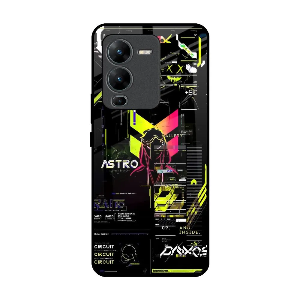 Textured Grip Astro Glitch Glass Case for Vivo V25 Pro