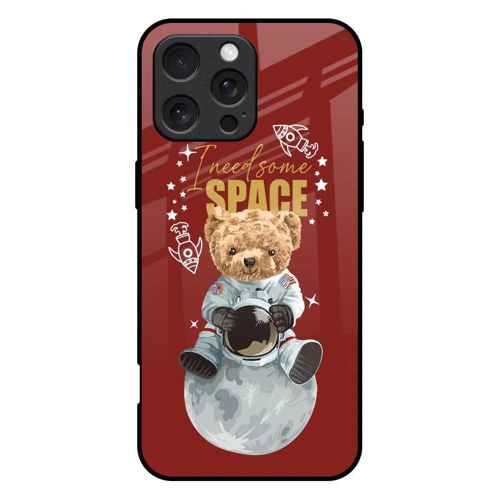 Astronaut Bear Glass Case for iPhone 16 Pro Max Durable structure Flexible Design