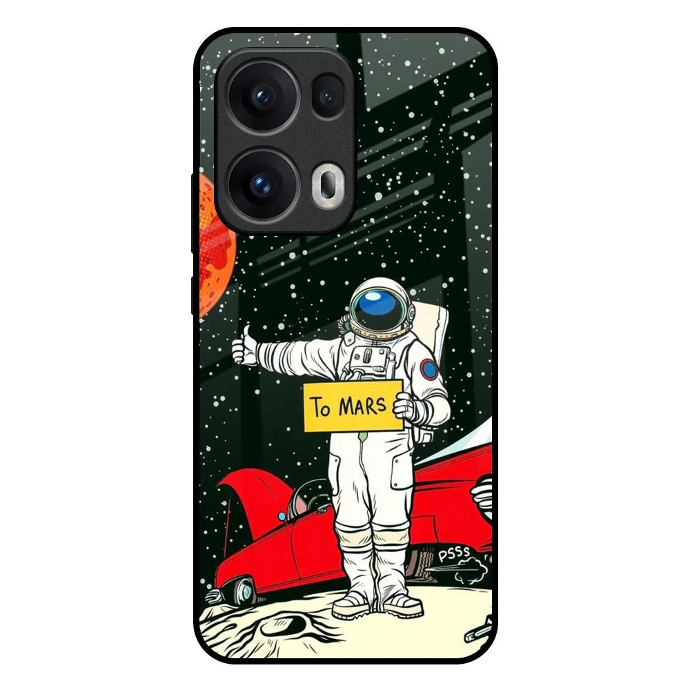 Polished Style Minimal Feel Astronaut on Mars Glass Case for Oppo Reno13 Pro 5G