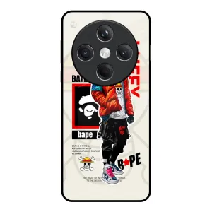 Bape Luffy Glass Case for Oppo Find X8 5G Stylish Finish Texture