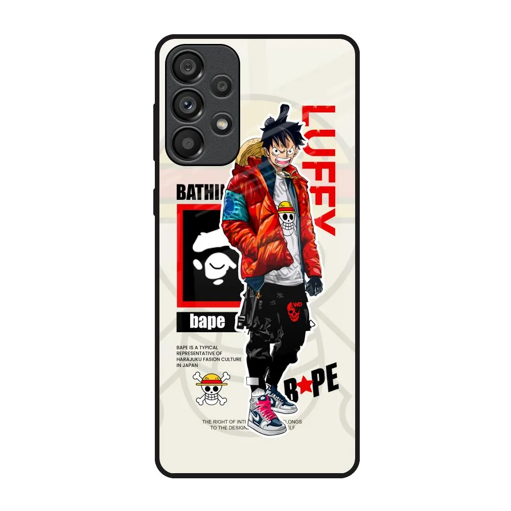 Bape Luffy Glass Case for Samsung Galaxy A73 5G Enhanced Durability
