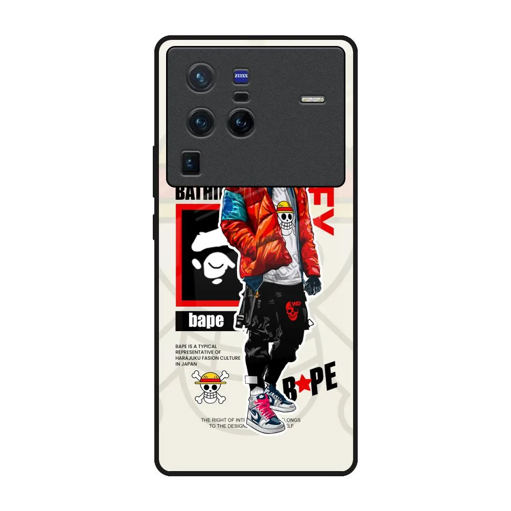 Comfort Edge Bape Luffy Glass Case for Vivo X80 Pro 5G