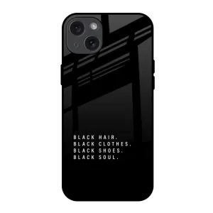 Black Soul Glass Case for iPhone 15 Plus Luxury Layer Texture