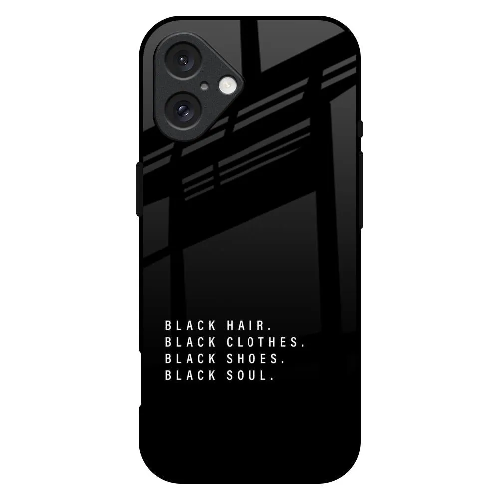 Soft Layer Texture Black Soul Glass Case for iPhone 16 Plus