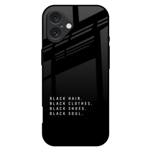 Soft Layer Texture Black Soul Glass Case for iPhone 16 Plus