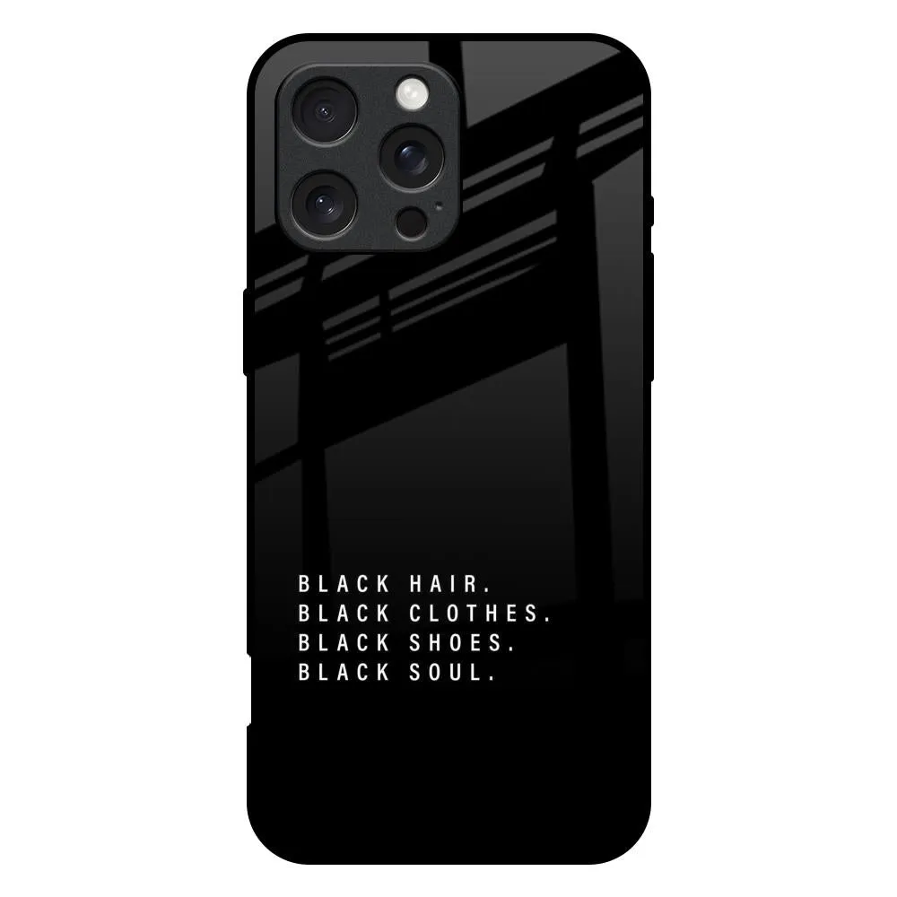 Black Soul Glass Case for iPhone 16 Pro Max Flexible frame