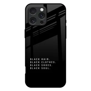 Black Soul Glass Case for iPhone 16 Pro Max Flexible frame