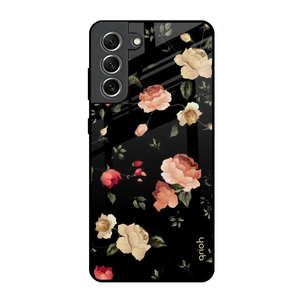 Hybrid Touch Black Spring Floral Glass Case for Samsung Galaxy S21 FE 5G