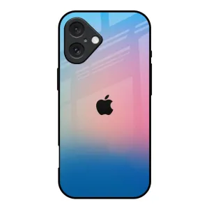 Blue & Pink Ombre Glass case for iPhone 16 Grip Assist Sleek Surface