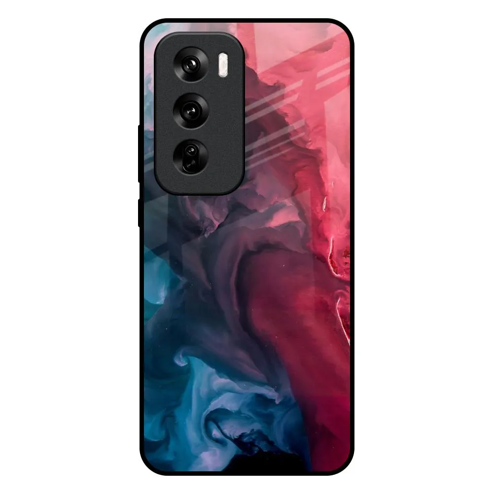 Blue & Red Smoke Glass Case for Oppo Reno 12 5G Grip Control