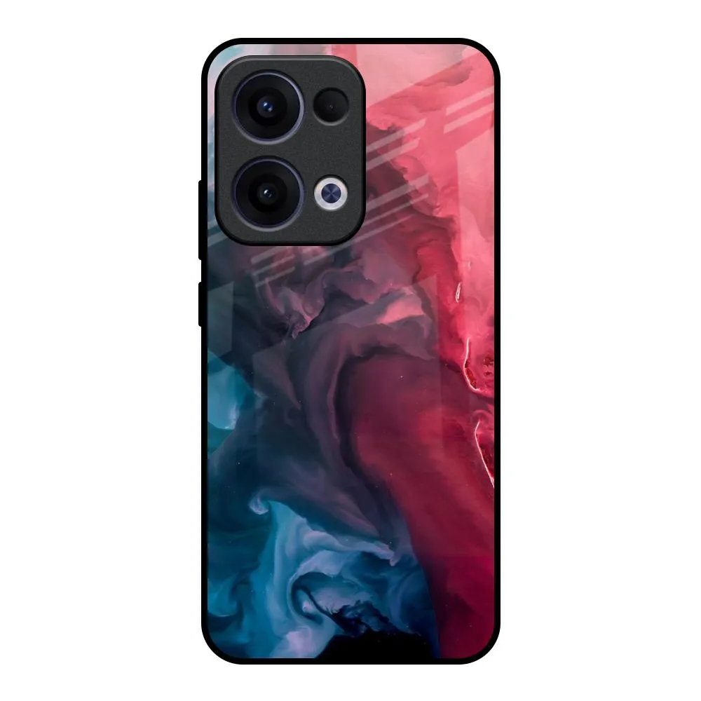 Blue & Red Smoke Glass Case for Oppo Reno13 5G Rugged Build Texture