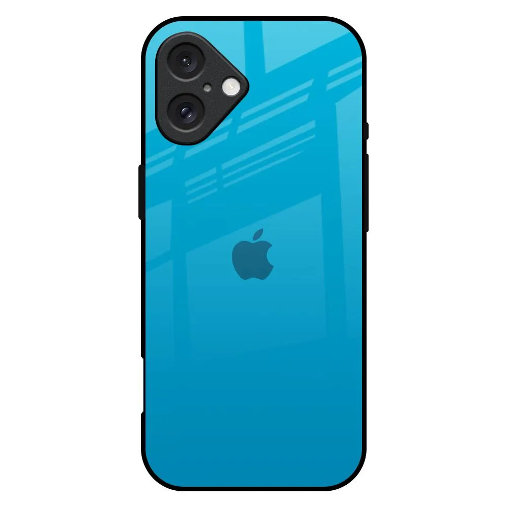 Unisex Design Durable Edge Texture Blue Aqua Glass Case for iPhone 16 Plus