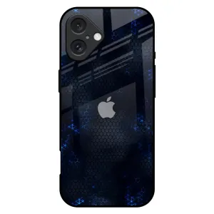 Creative Artwork Modern Finish Blue Hues Glass Case for iPhone 16 Plus