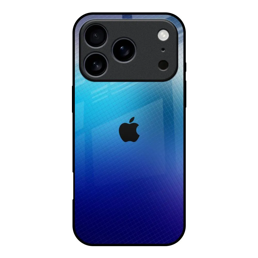 Modern Surface Design Comfort Edge Blue Rhombus Pattern Glass Case for iPhone 17 Pro