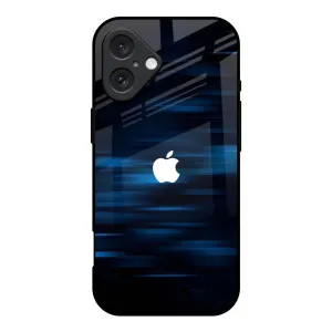 Elegant Build Texture Professional Look Blue Rough Abstract Glass Case for iPhone 16