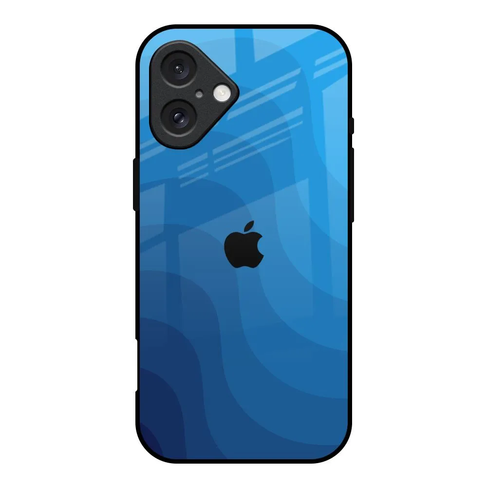 Flexible Grip Form Blue Wave Abstract Glass Case for iPhone 16