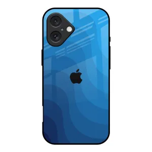 Flexible Grip Form Blue Wave Abstract Glass Case for iPhone 16