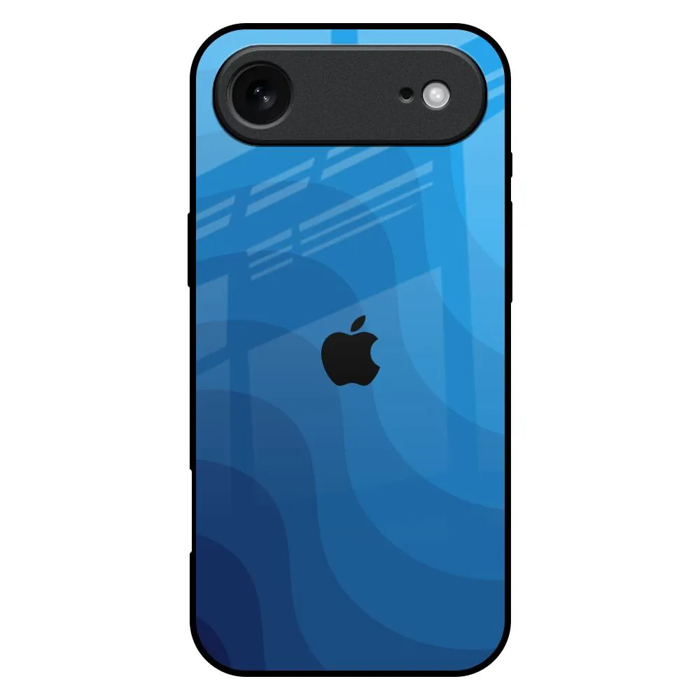 Blue Wave Abstract Glass Case for iPhone 17 Air Smooth Touch Stylish Color