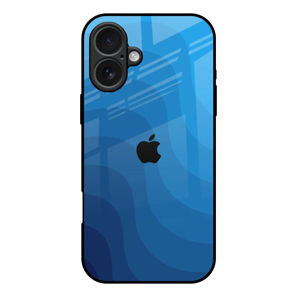 Blue Wave Abstract Glass Case for iPhone 17 Stylish Aesthetic