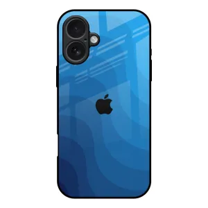 Blue Wave Abstract Glass Case for iPhone 17 Stylish Aesthetic