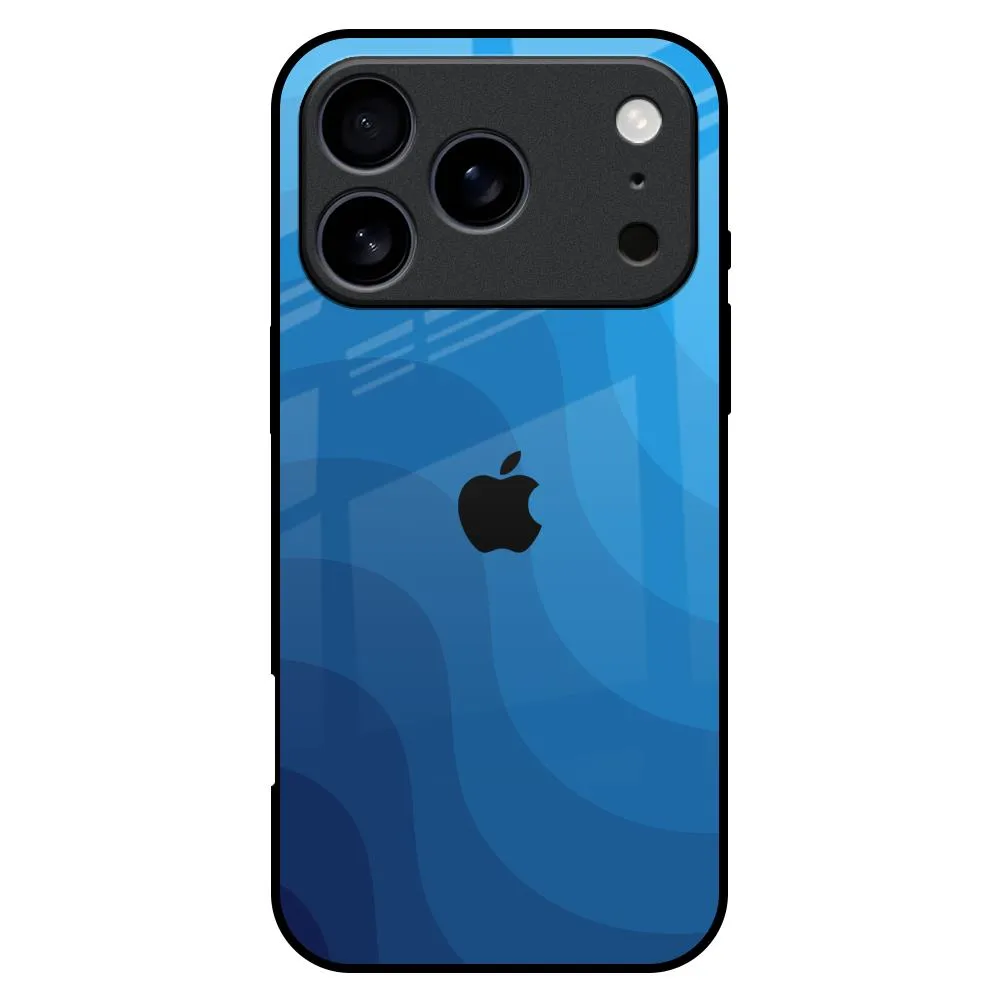 Blue Wave Abstract Glass Case for iPhone 17 Pro Max Shock Cushion Edge Shield