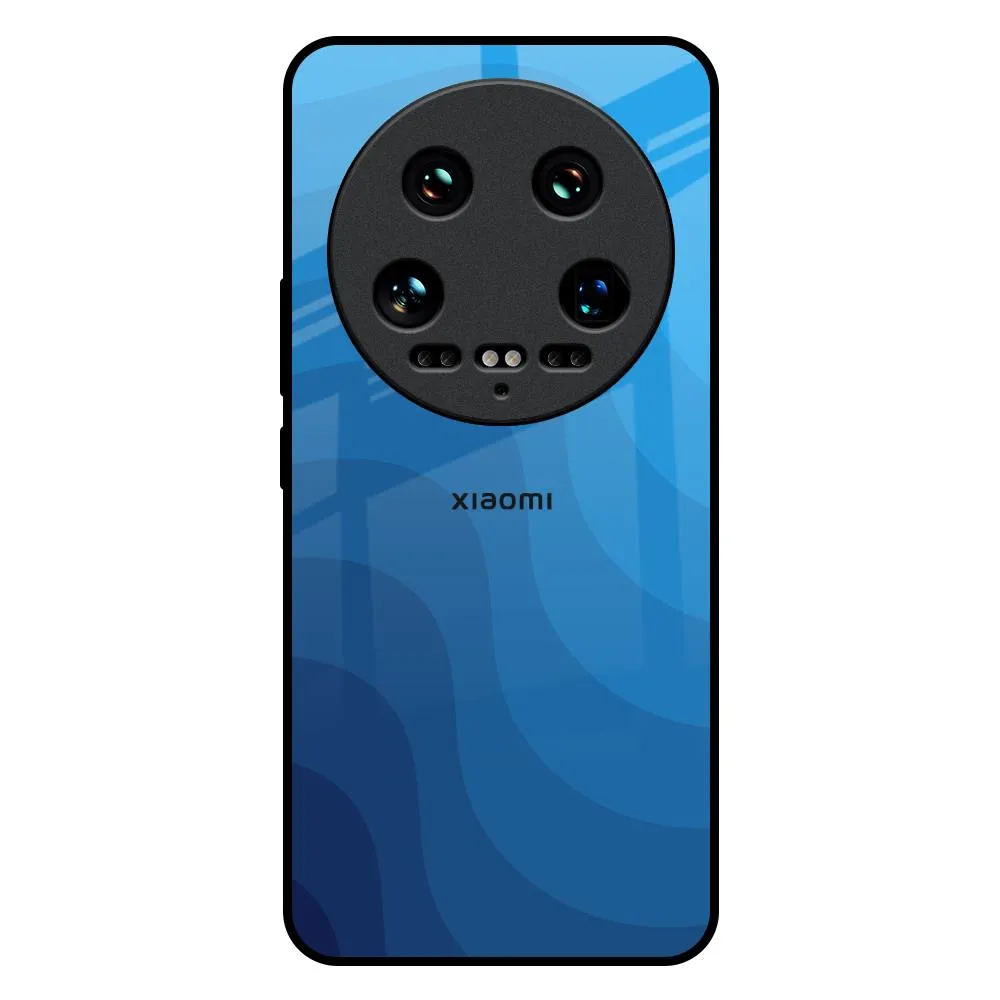 Blue Wave Abstract Glass Case for Mi 14 Ultra 5G Soft Layer