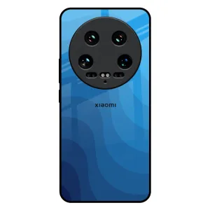 Blue Wave Abstract Glass Case for Mi 14 Ultra 5G Soft Layer