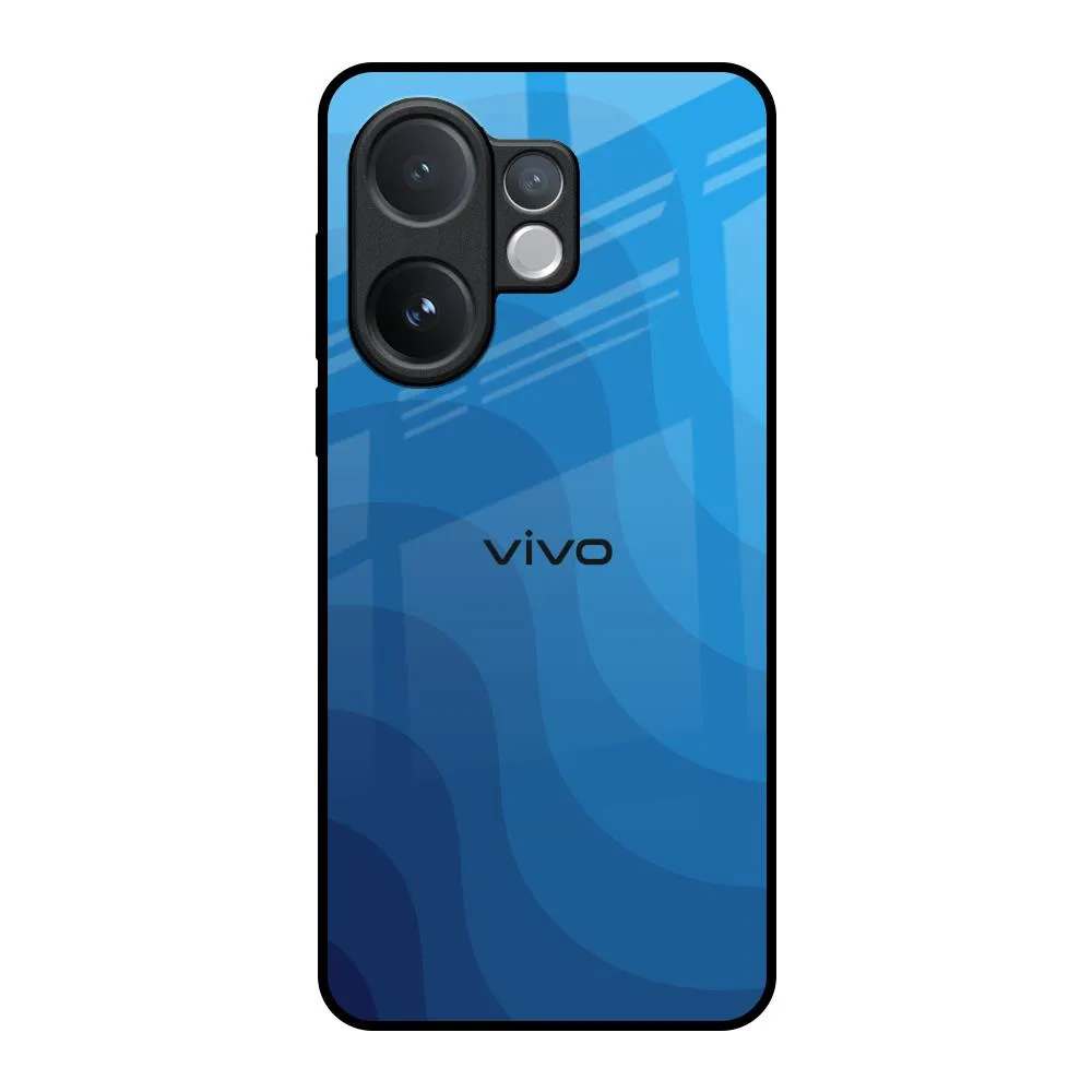 Blue Wave Abstract Glass Case for Vivo V60 5G Vivid Coloration