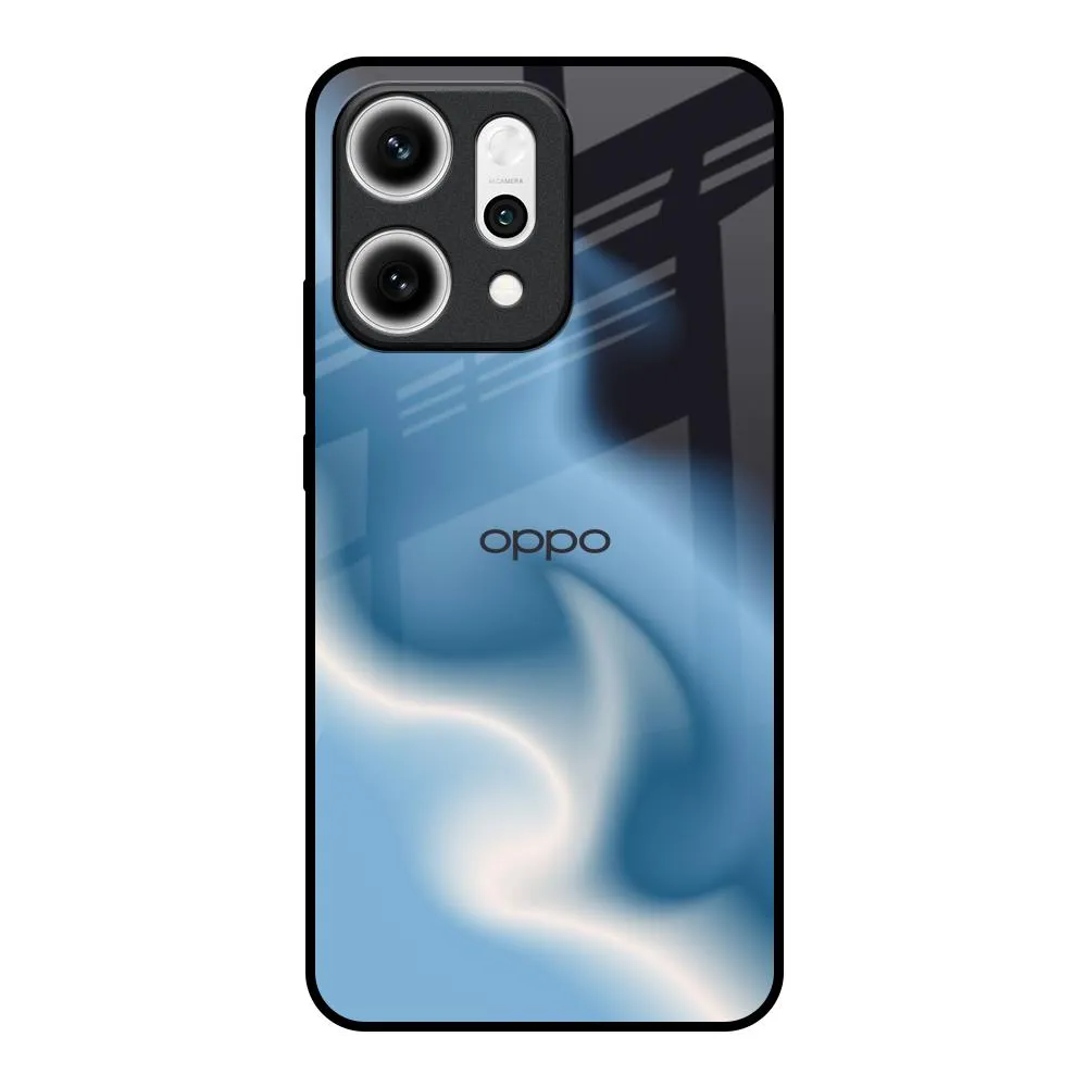 Blue Waves Glass Case for Oppo Reno14 5G Glossy Texture Layer
