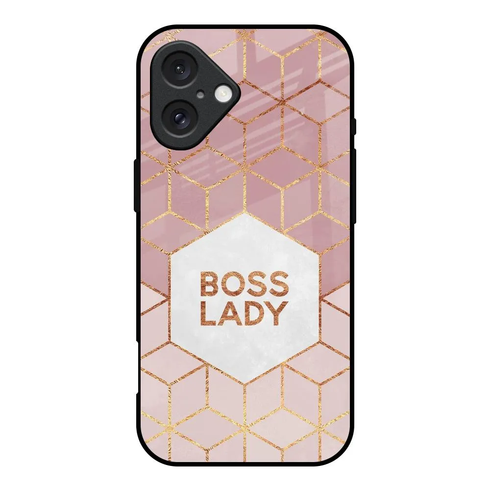 Boss Lady Glass Case for iPhone 16 Soft Edge Look High End Look