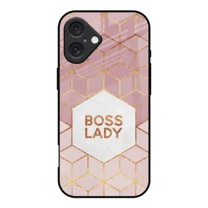 Boss Lady Glass Case for iPhone 16 Soft Edge Look High End Look