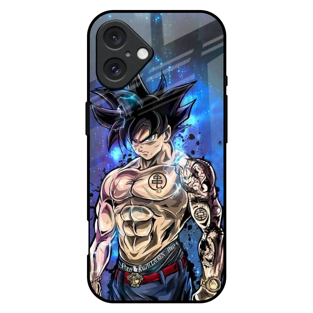 Luxury Shine Branded Anime Glass Case for iPhone 16 Plus