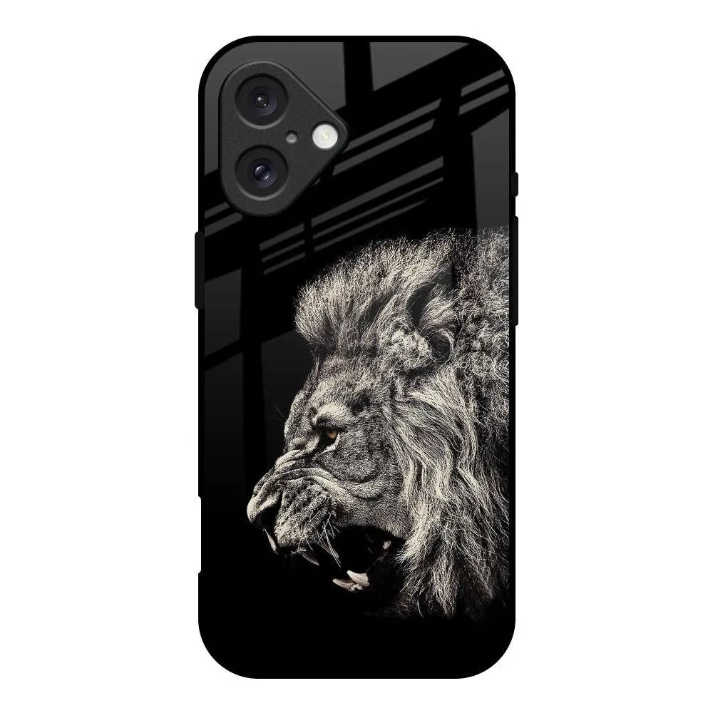 Stylish Texture anti fingerprint Brave Lion Glass Case for iPhone 16