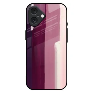 Brush Stroke Art Glass Case for iPhone 16 Plus Refined Finish