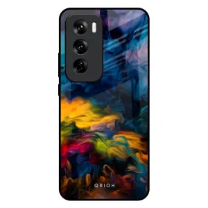 Wireless Charging Compatible Modern Minimalism Multicolor Oil Painting Glass Case for Oppo Reno 12 Pro 5G